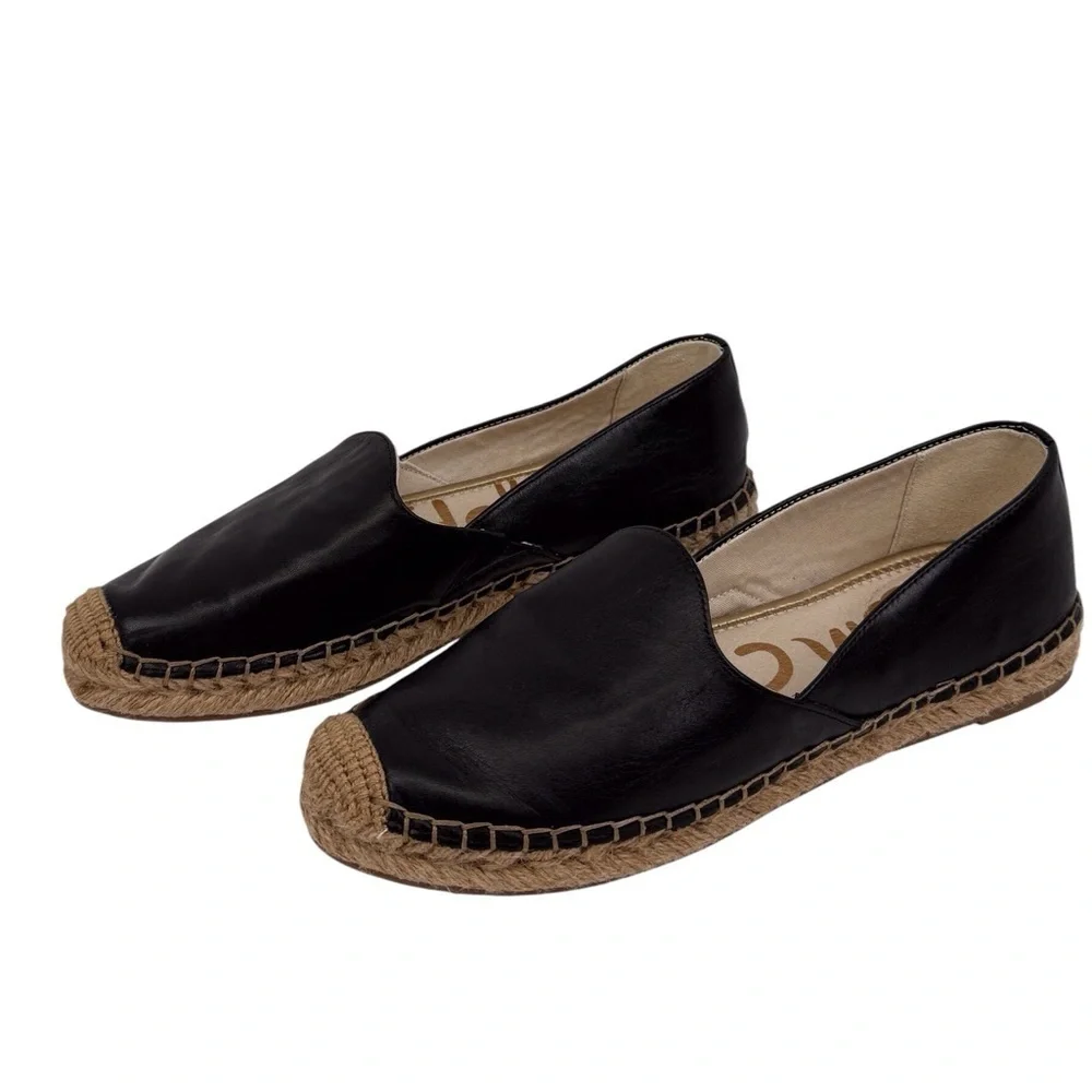 Sam Edelman Women’s Black Leather Espadrilles Size-7.5 EUC